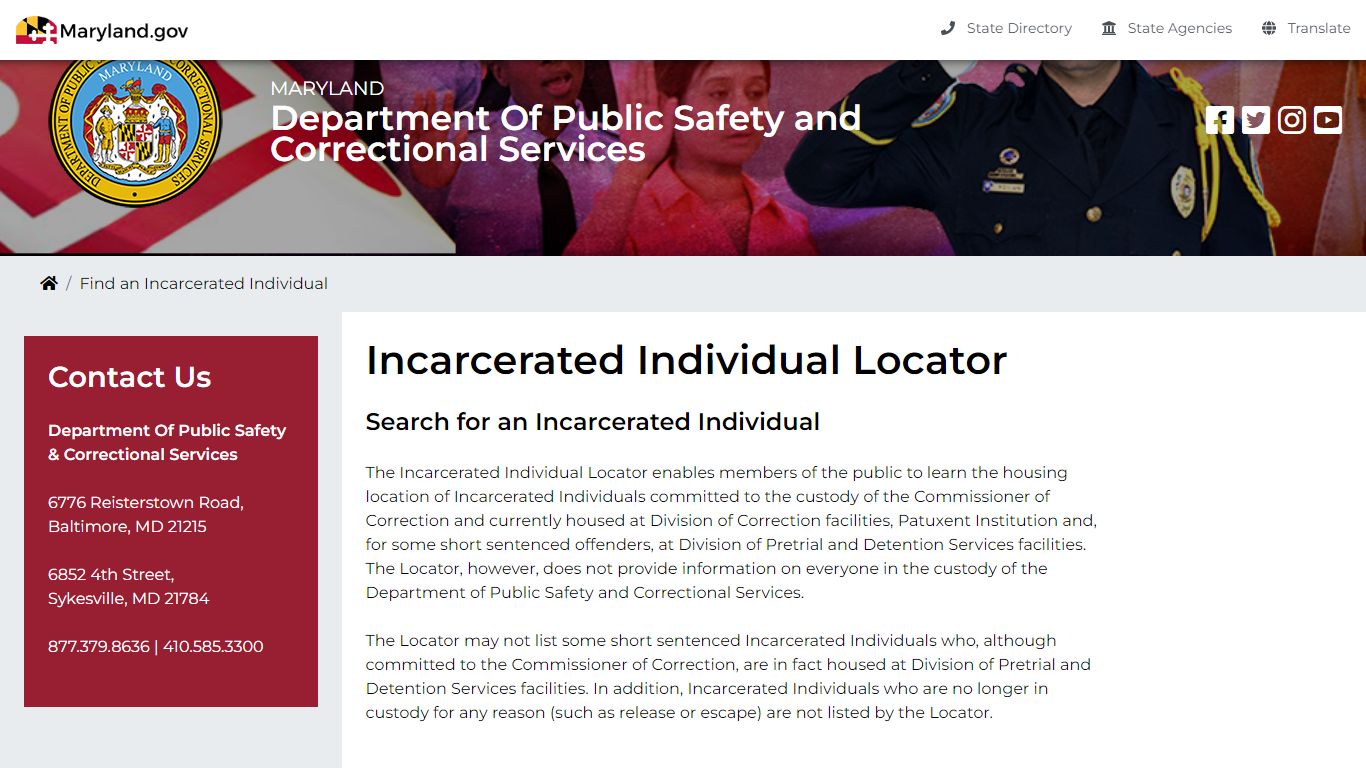 DPSCS - Find an Incarcerated Individual - Maryland Department of Public ...
