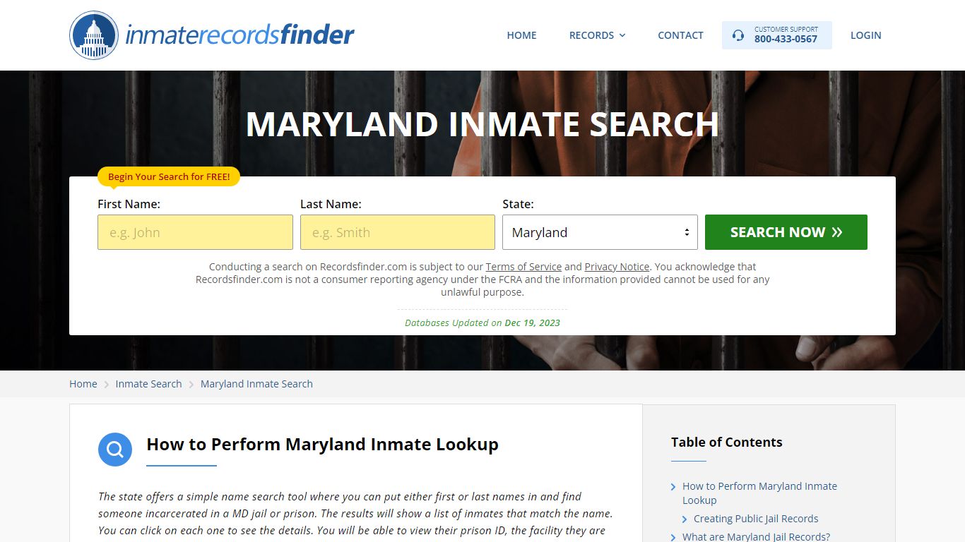 Maryland Inmate Search - Jail & Prison Records Online